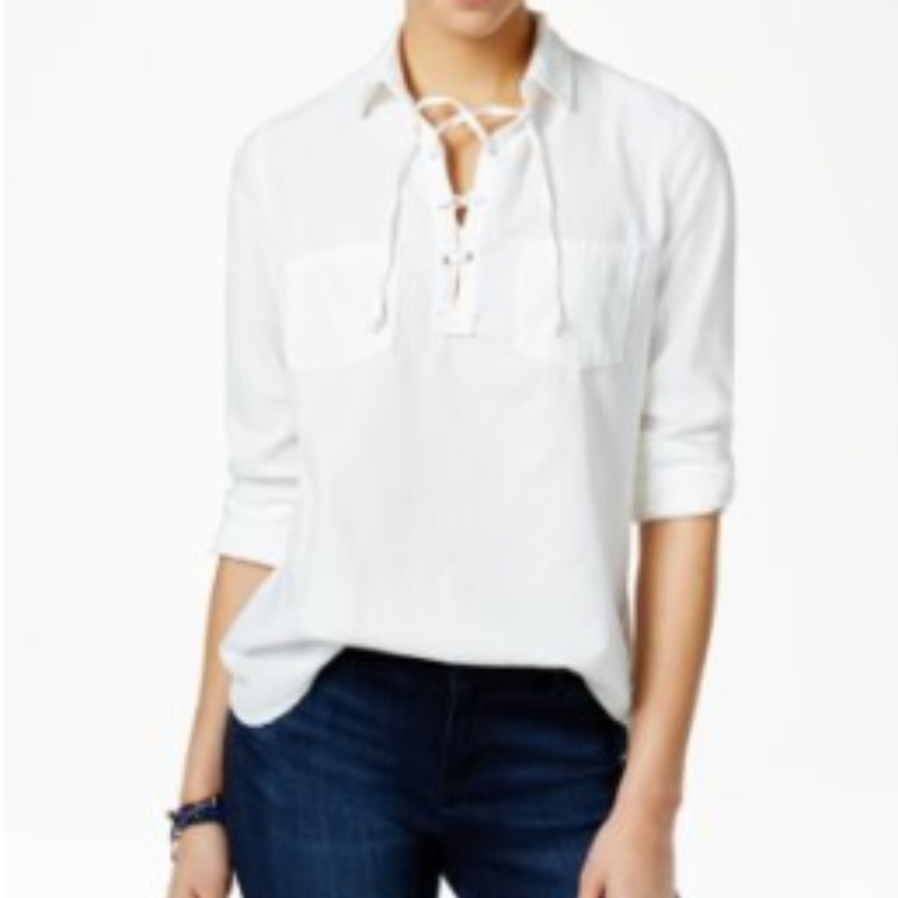 Polly & Esther Juniors' Lace-up Denim Shirt